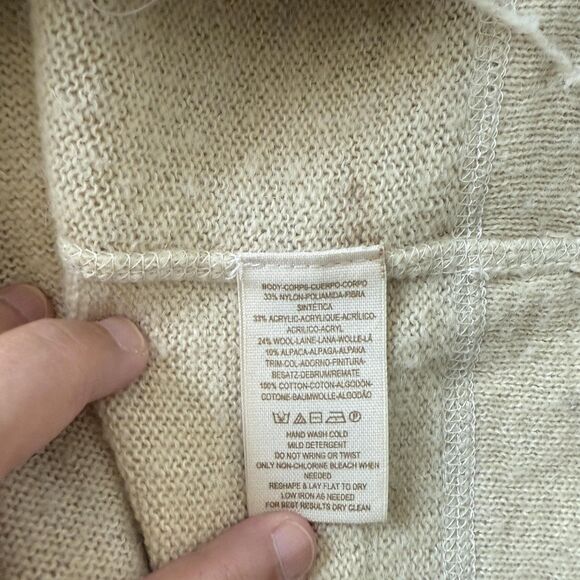 Free People Sweater Womens Small Beige Cardigan Snap Front Longline Wool Alpaca - Picture 7 of 11